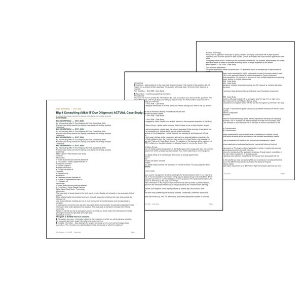 BIG 4 CONSULTING (M&A IT DUE DILIGENCE) ACTUAL CASE STUDY 2025