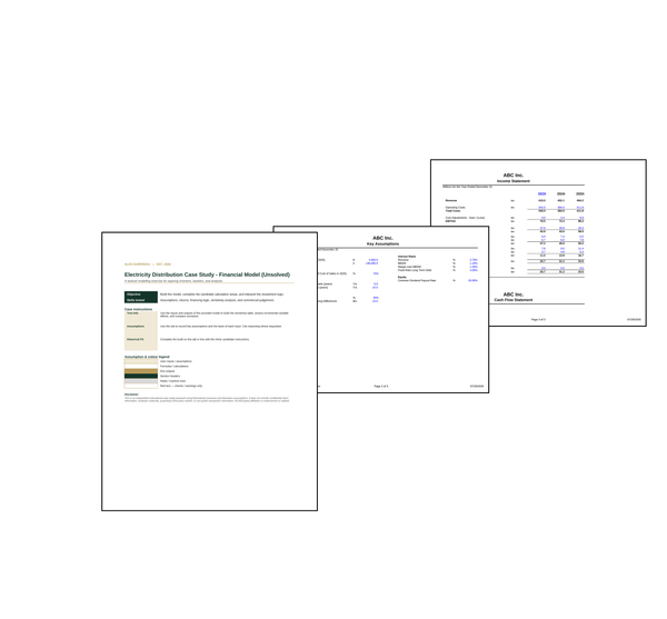 Electricity Distribution Case Study - Financial Model (Unsolved)