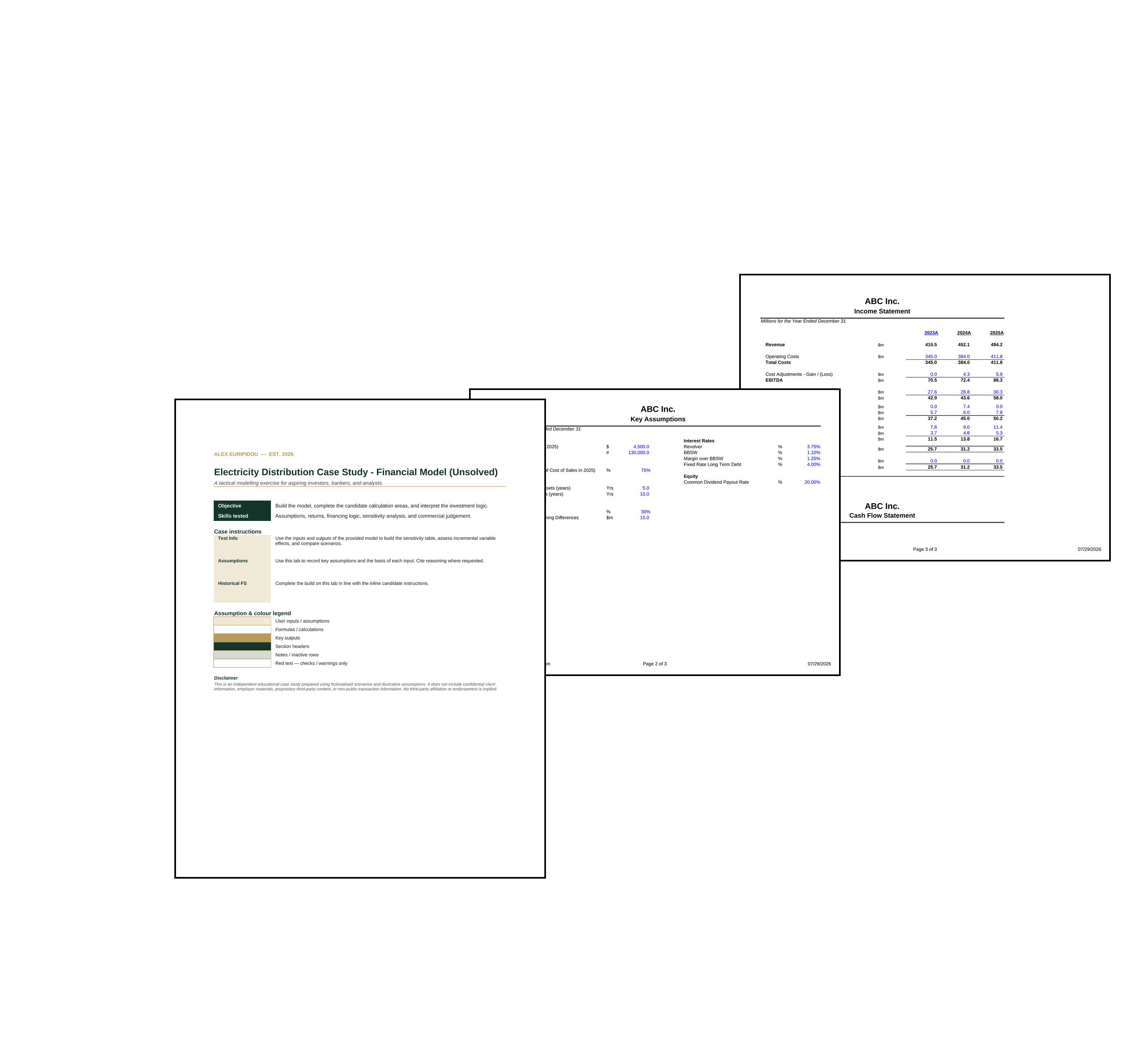 Electricity Distribution Case Study - Financial Model (Unsolved)