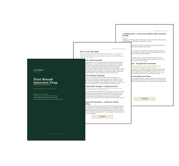 First Round Interview Prep (Investment Banking / Consulting / Quant)